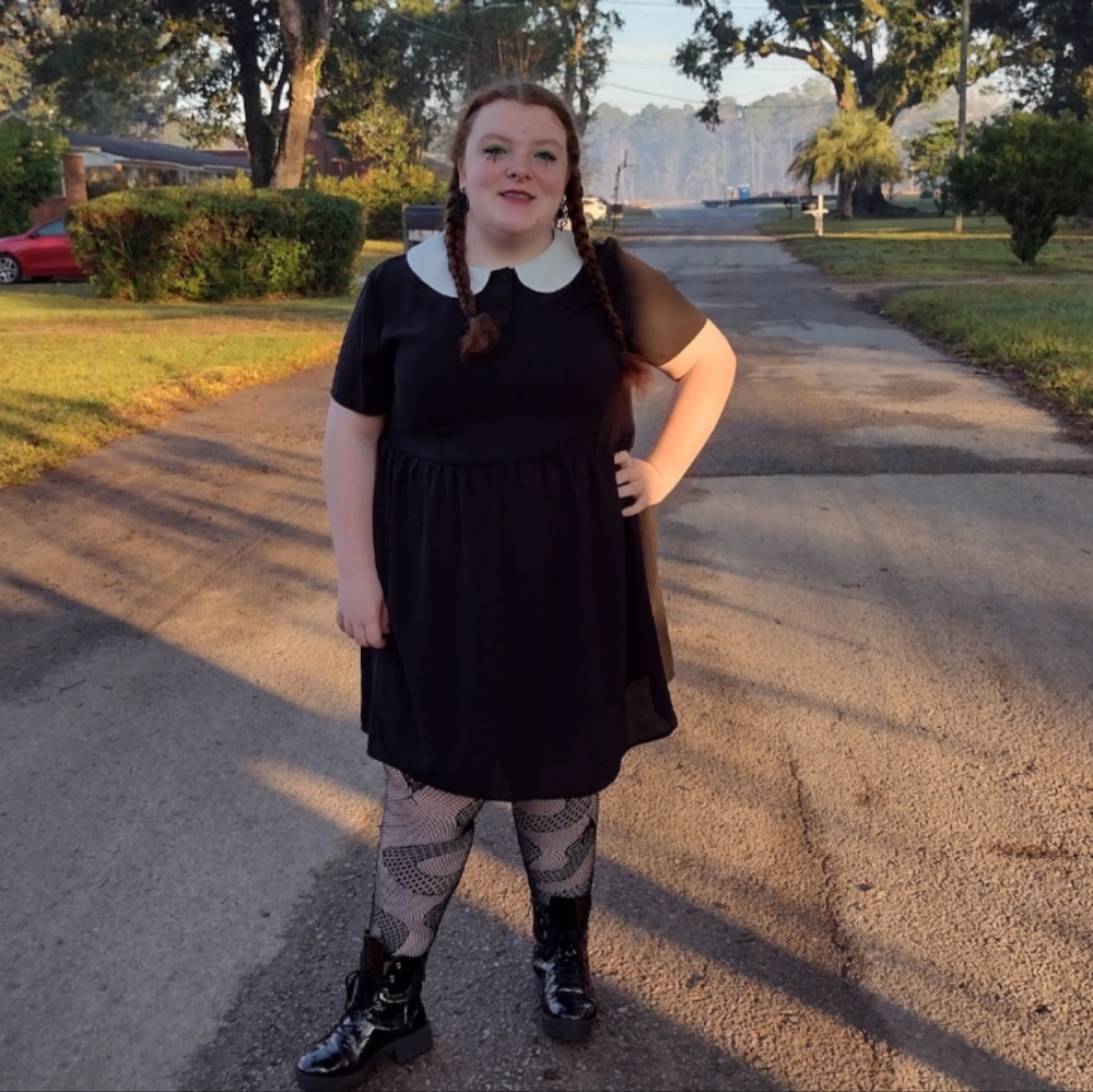 Wednesday Addams Dress Peter Pan Collar Plus Size 2xl Goth Witch Whimisgoth Punk